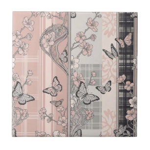 Vintage Botanical Schmetterling Toile-Muster (4) Fliese