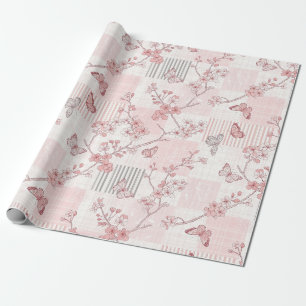 Vintage Botanical Schmetterling Toile-Muster (6) Geschenkpapier