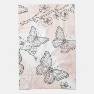Vintage Botanical Schmetterling Toile-Muster (6) Geschirrtuch