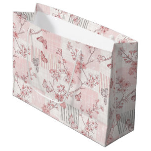 Vintage Botanical Schmetterling Toile-Muster (6) Große Geschenktüte