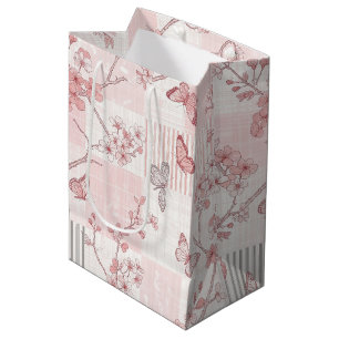 Vintage Botanical Schmetterling Toile-Muster (6) Mittlere Geschenktüte