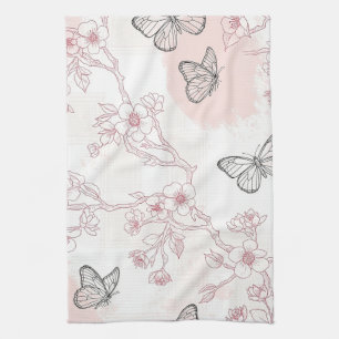 Vintage Botanical Schmetterling Toile-Muster (8) Geschirrtuch