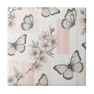 Vintage Botanical Schmetterling Toile-Muster (9) Fliese