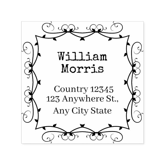 Vintage Botanical Square Custom Address Stamp Permastempel (Design)