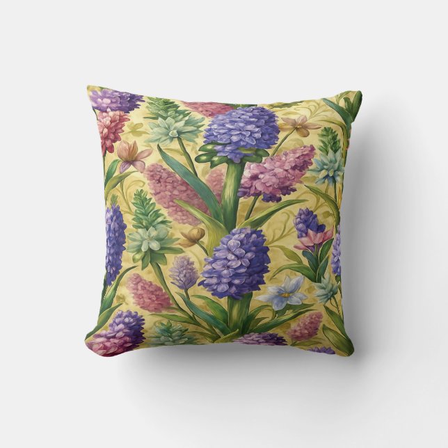 Vintage Botanical Throw Pillow – Purple Wildflower Kissen (Vorderseite)