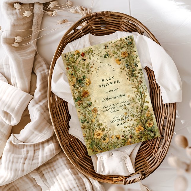 Vintage Botanical Wildflower Baby Shower Einladung (Von Creator hochgeladen)