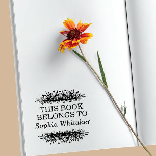 Vintage Botanical Wildflower Dieses Buch gehört  Gummistempel