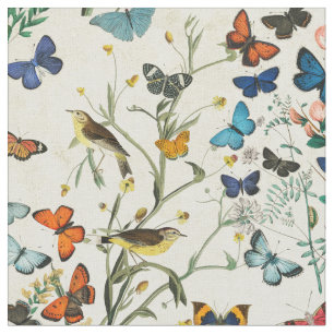 Vintage Botanicals-Schmetterlinge Elfenbein Stoff