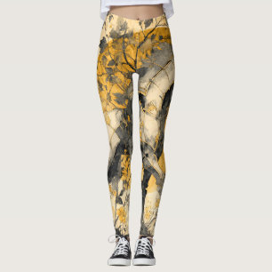 Vintage-Botanik-Geist Weißes Pferd Florale Reben Leggings