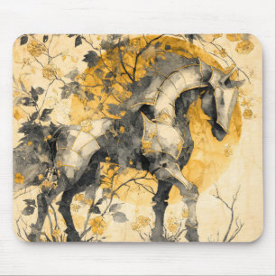 Vintage-Botanik-Geist Weißes Pferd Florale Reben Mousepad