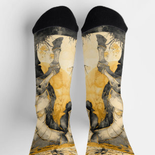 Vintage-Botanik-Geist Weißes Pferd Florale Reben Socken