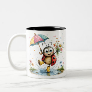 Vintage-Botanik-Marienkäfer-Tasse Farbige Kaffeeta Zweifarbige Tasse