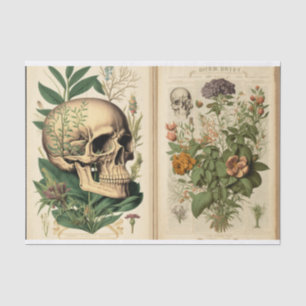 Vintage Botanik und Knochen buchen 2 Entsprechunge Seidenpapier