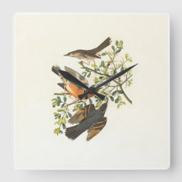 Vintage-Botanik-Vögel-Illustration Quadratische Wa Wanduhr