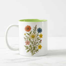 Vintage-Botanik-Wildblumen-Tasse Zweifarbige Tasse