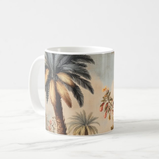 Vintage-Botanikszene mit Palmen Kaffeetasse (Vorderseite Links)