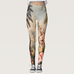 Vintage-Botanikszene mit Palmen Leggings