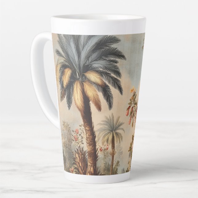 Vintage-Botanikszene mit Palmen Milchtasse (Linke Ecke)