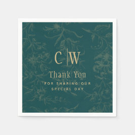 Vintage BOTANISCHE AQUAMARINE GOLD-Hochzeit Serviette