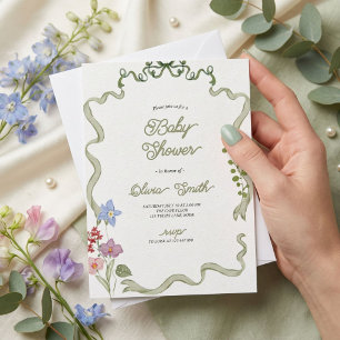 Vintage-Botanische-Baby-Party-Garten Einladung