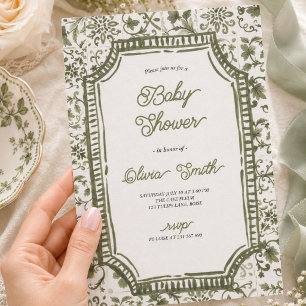 Vintage-Botanische-Baby-Party-Garten Einladung