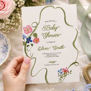 Vintage-Botanische-Baby-Party-Garten Einladung