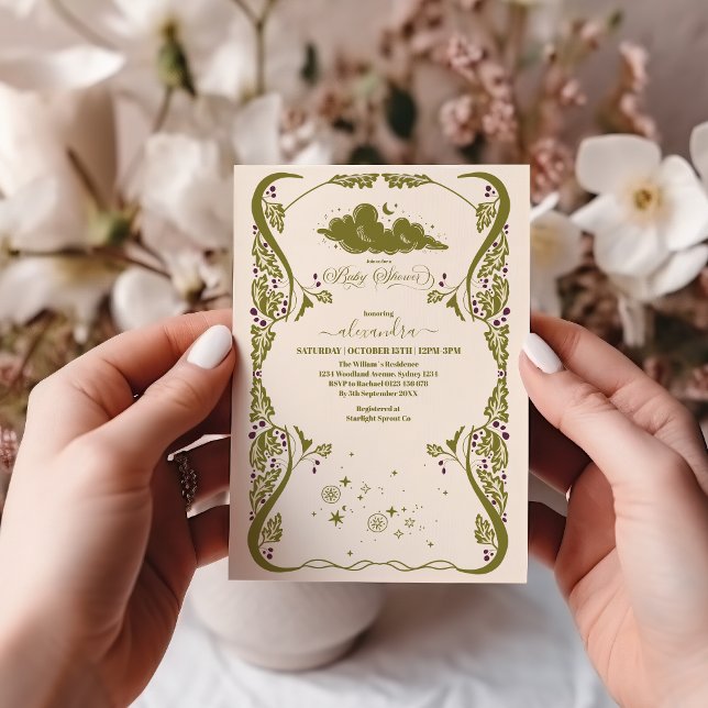 Vintage botanische Babydusche Einladung (Von Creator hochgeladen)