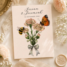 Vintage-Botanische-Biene-und-Schmetterling-Hochzei