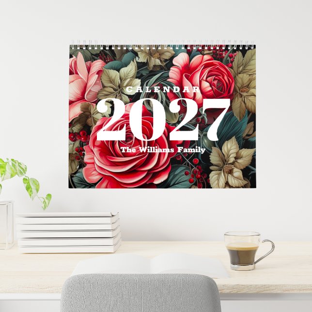 Vintage botanische Blume 2025 Kalender (Vintage Botanical Flowers Monthly 2027 Calendar
)