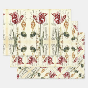 Vintage botanische Blume Frühlingstag Muttertag Tu Geschenkpapier Set