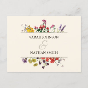 Vintage botanische Blume Hochzeit RSVP Postkarte