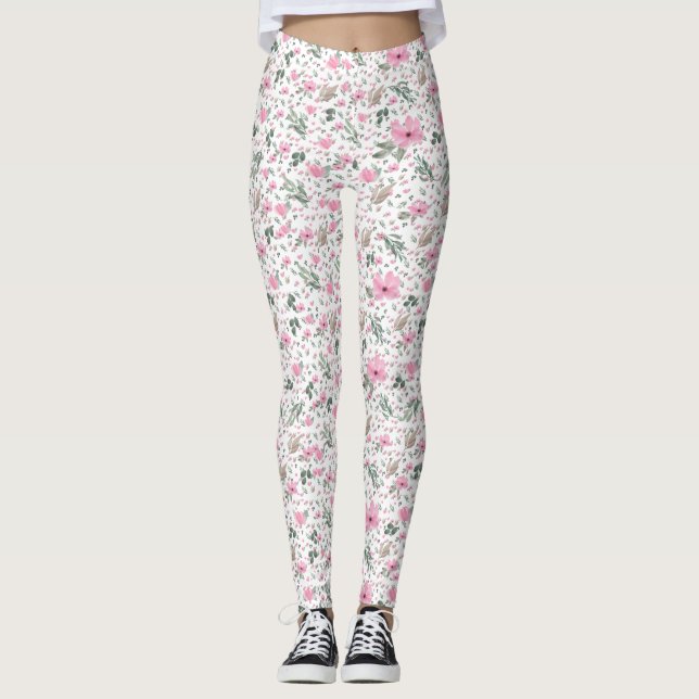 Vintage botanische Blume Leggings (Vorderseite)