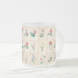 Vintage botanische Blume Redoute Mattiertes Glas Mattglastasse