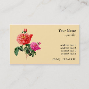 Vintage botanische Blume rot, rosa Visitenkarte