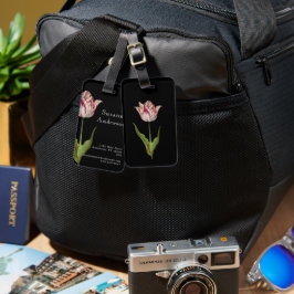 Vintage botanische Blume Schwarz Gepäckanhänger