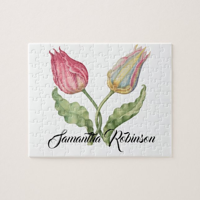Vintage botanische Blume Tulip Puzzle (Horizontal)