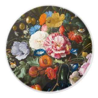 Vintage Botanische Blume und Obst Keramikknauf