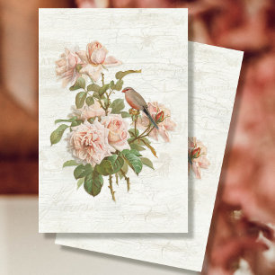 Vintage botanische Blume Vögel Ephemera Decoupage Seidenpapier