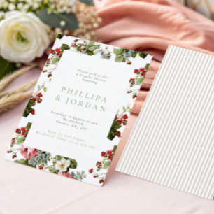 Vintage botanische Blumen & Beeren Paarduschbad-Ei Einladung