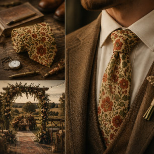 Vintage Botanische Blumen Krawatte