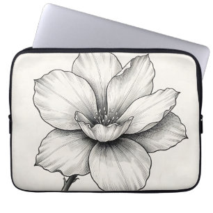 Vintage botanische Blumen-Tuschzeichnung Linie Laptopschutzhülle