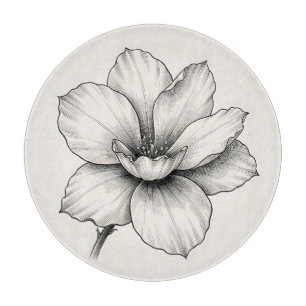 Vintage botanische Blumen-Tuschzeichnung Linie Schneidebrett
