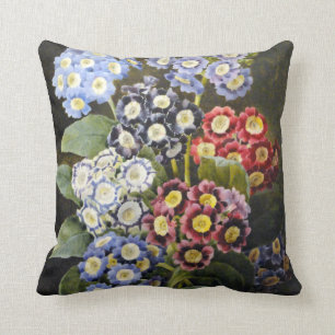 Vintage botanische Blumenaquarellkunst Aurikeln Kissen