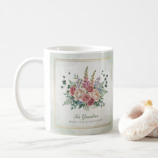 Vintage-Botanische Blumengroßmutter Kaffeetasse