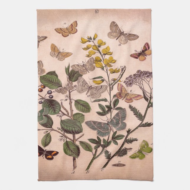 Vintage botanische Blumenillustrations-Wildblumen Handtuch (Vertikal)