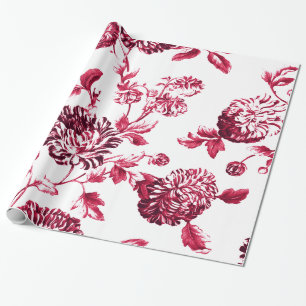 Vintage Botanische Blumentoile Geschenkpapier