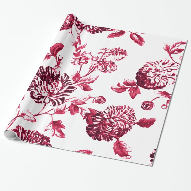 Vintage Botanische Blumentoile Geschenkpapier (Ungerollt)