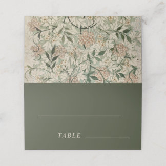 Vintage Botanische Blumige Moosgrüne Elegante Gart Platzkarte