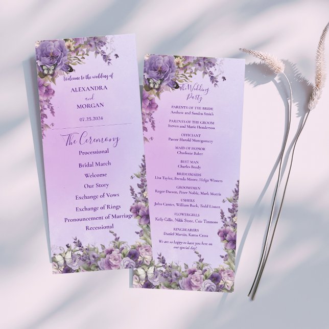 Vintage Botanische Butterfly-Hochzeit Programm (Von Creator hochgeladen)