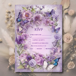 Vintage Botanische Butterfly-Hochzeit RSVP Karte